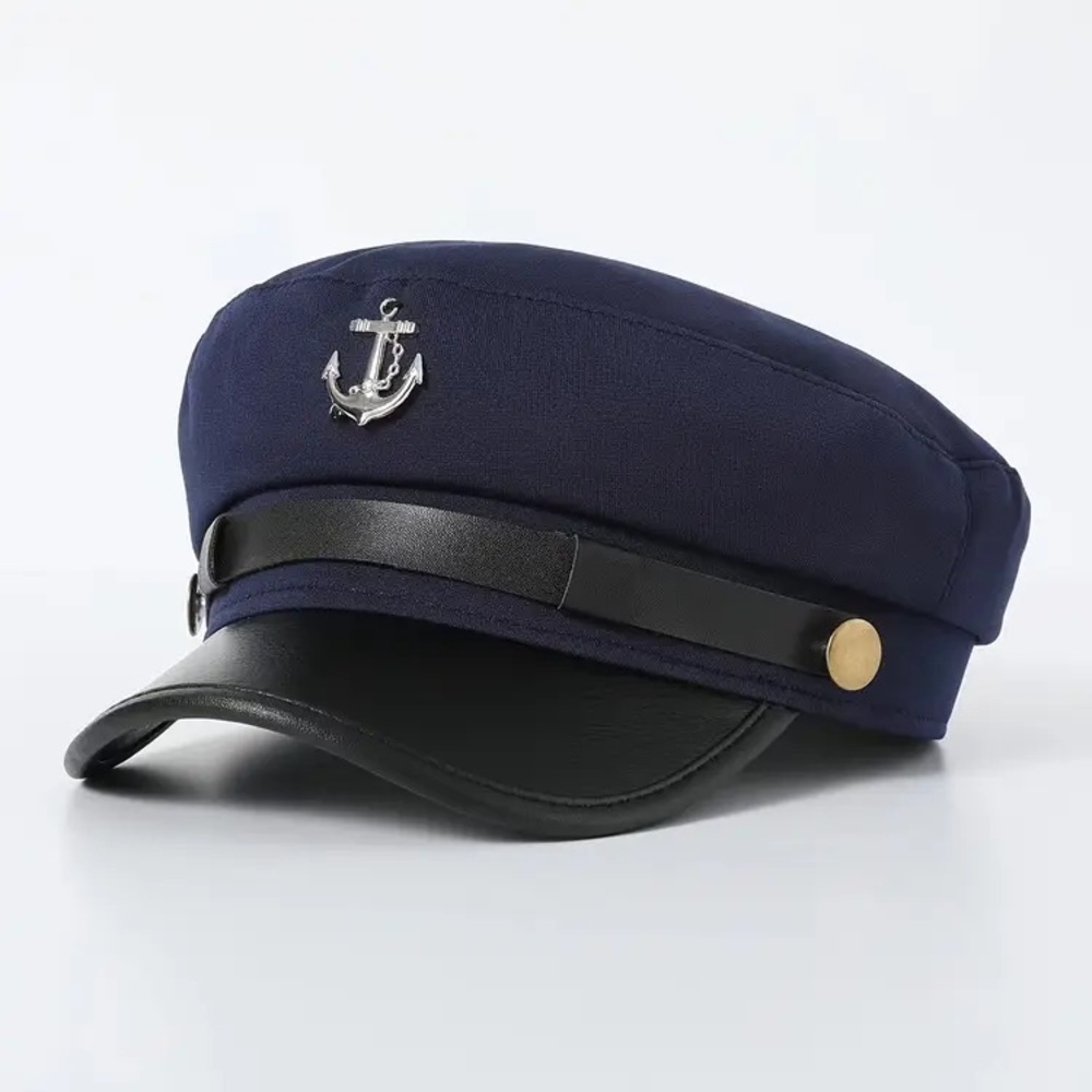 New Navy Blue Nautical Hat with Gold Button on Visor
